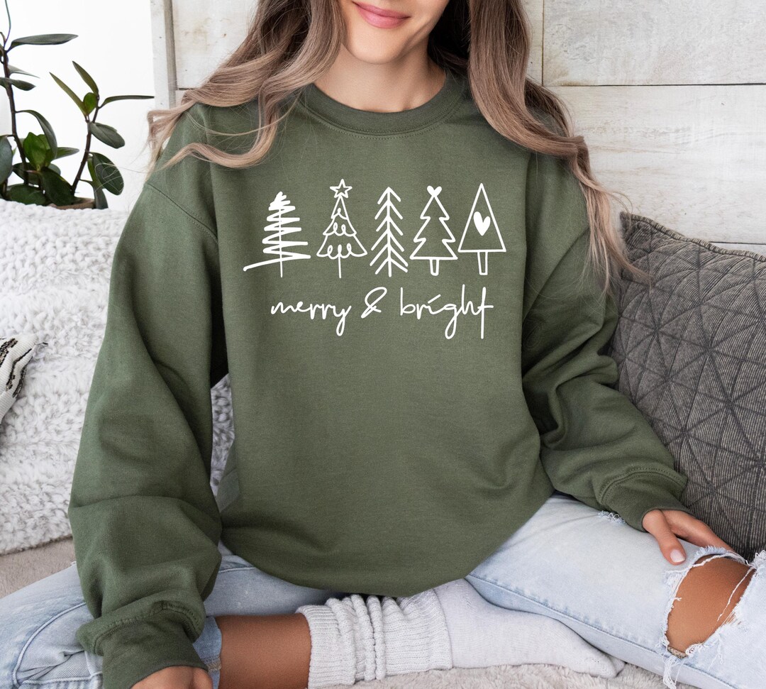 Merry And Bright Holidays Christmas Trees Sweatshirt