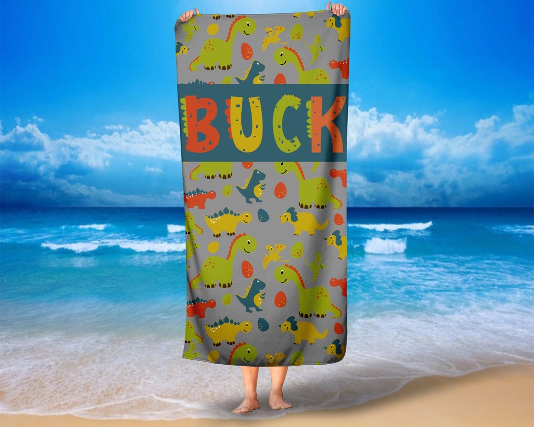Dinosaur Beach Towel,custom Name Beach Towels,kids Personalized Beach