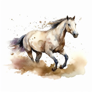 Aquarelle numérique d&#39;un cheval au galop