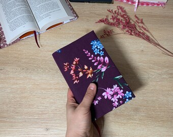 Couvre-livre/Protège-livre - Taille adaptable - VIOLET FLEURI