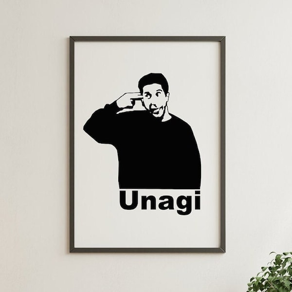 Friends TV Show, Ross Unagi, Wall art, home decor, printable art, fan art, friends poster, great gift, Rosse Geller