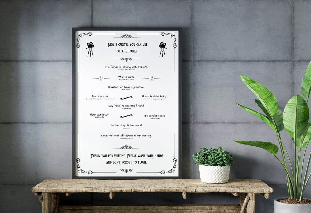 Movie Quotes You Can Use on the Toilet. Printable. Digital File. Wall ...