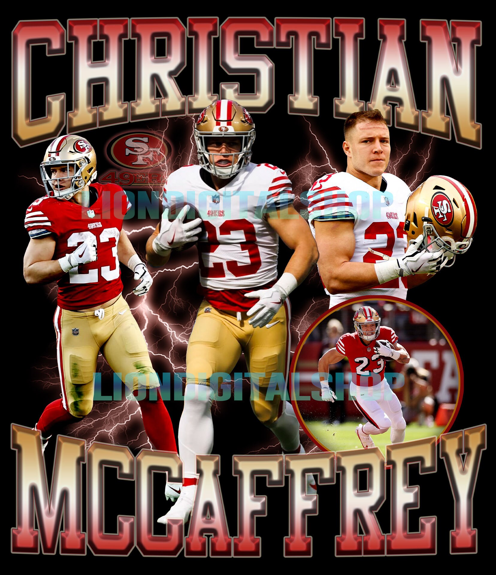 Christian Mccaffrey Png , T-shirt Design Digital File, 300 DPI ,PNG