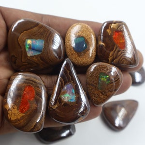 60%OFF Natural Boulder Opal Lot Handmade Boulder Opal Mix Shape -Size For Jewelry Making Opal Stone Lot Healing Boulder Opal Cabs Lot