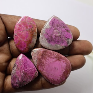 Cobalt Calcite Cabochon, Cobalt Calcite Gemstone Lot, Natural Cobalt Calcite Crystal Stone For Pendant, Necklace Jewelry Stone 4 Pcs 200 Ct