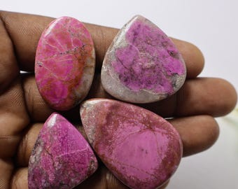 Cobalt Calcite Cabochon, Cobalt Calcite Gemstone Lot, Natural Cobalt Calcite Crystal Stone For Pendant, Necklace Jewelry Stone 4 Pcs 200 Ct