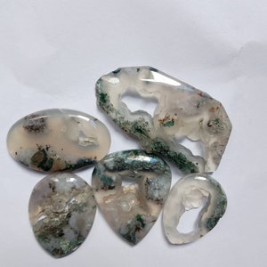60%OFFNatural Moss Agate Druzzy 5 pcs Lot gemstone Cabochon Green Moss Agate cabochon moss agate 157 carat Lot Jewelry Making Stone Gemstone