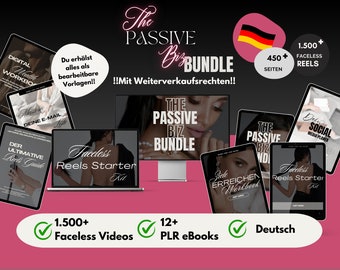 Faceless Business MEGA PLR Bundle 1,500+ Faceless Reels 12+ eBooks Passive Income online business earn money German