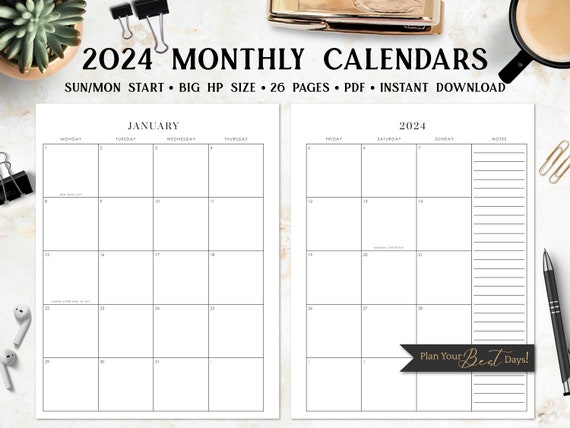 Printable Calendar  Free Printable Monthly Calendars to Download for 2024