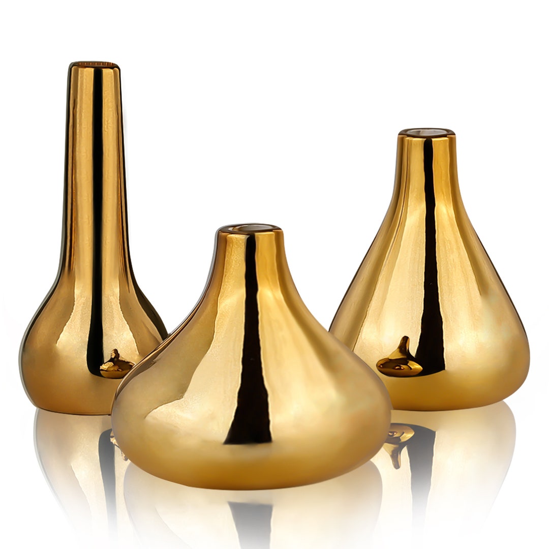 Small Gold Vases by Port&petal Set of 3 Bud Vases for Etsy