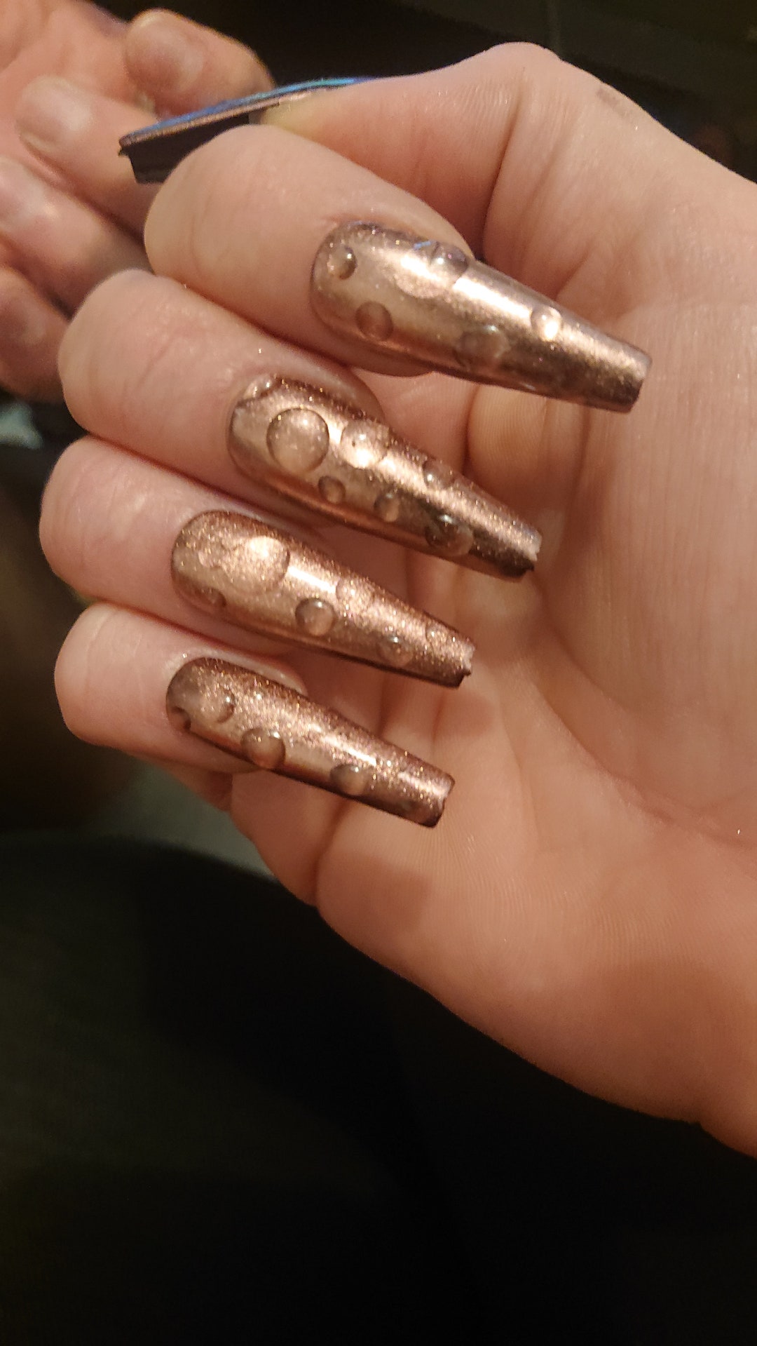 Chrome Water Droplet Nails Etsy