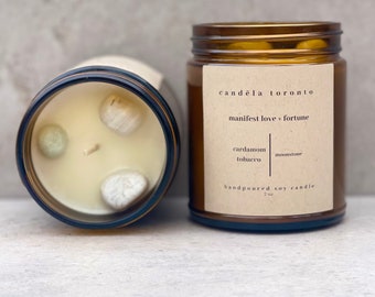Manifest Love and Fortune Crystal Manifesting Intention Candle