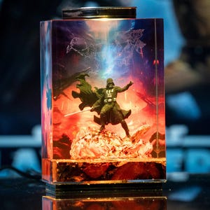 Darth va.der diorama resin lamp, star war wall art for him, Sword lightsaber for gaming decor room - unique gift for men