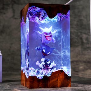 Pokemon Gengar resin lamp – Unique Epoxy Night Light, Custom Diorama Decor, Gift for Him, Playroom Accent, gengar figure