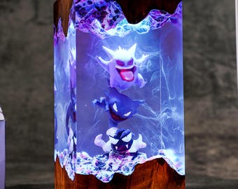 Pokemon Gengar Lampe - Einzigartiges Epoxy Nachtlicht, Pokemon Harz Lampe, Geschenk für Ihn, Gengar Figur, Geschenkideen zum Muttertag