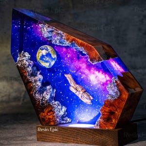 Serenity Ship resin night light - Astronaut Galaxy Epoxy Resin lamp, Space Desk Lamp, Firefly Inspired Sci-Fi Night Light