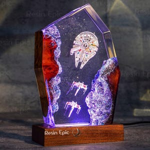 GALAXY SPACE resin night light - Handmade Space Resin Lamp, Futuristic Starship Décor, Halloween gift, Back to School  gift, gaming decor