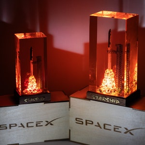 SpaceX Raumschiff-Raketenstartlampe - Fake-Nachtlicht der Gothic-Rocket-Resin, Geschenk für Ingenieure & Weltraumliebhaber, SpaceX inspiriertes Nachtlicht