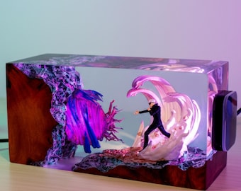 Gojo Satoru resin night light, Jujutsu Kaisen-Inspired Collectible, Otaku Room Decor Gift, Jotaro Kujo Resin Lamp, JoJo Anime Night Light