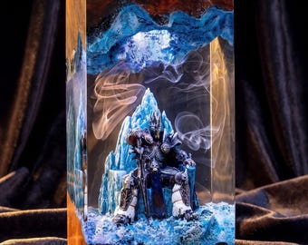 Lich King Arthas Frostmourne Resin Lamp, World of Warcraft Night Light, Legendary Sword Decor, WoW Gamer Gift, Collector Display