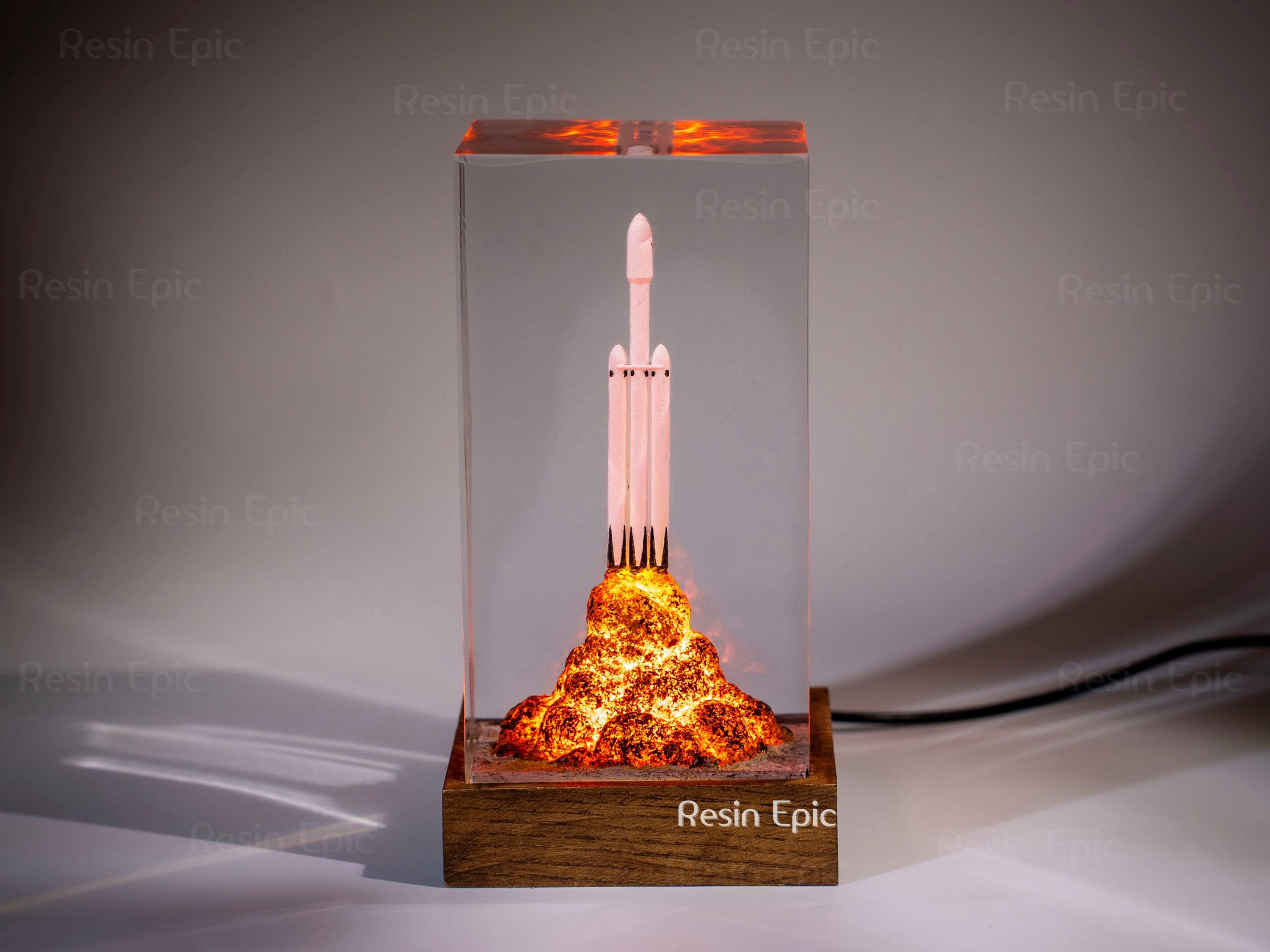 SpaceX Falcon Heavy diorama lamp, Starship resin night lights, Space resin lamp for him, gift for kids