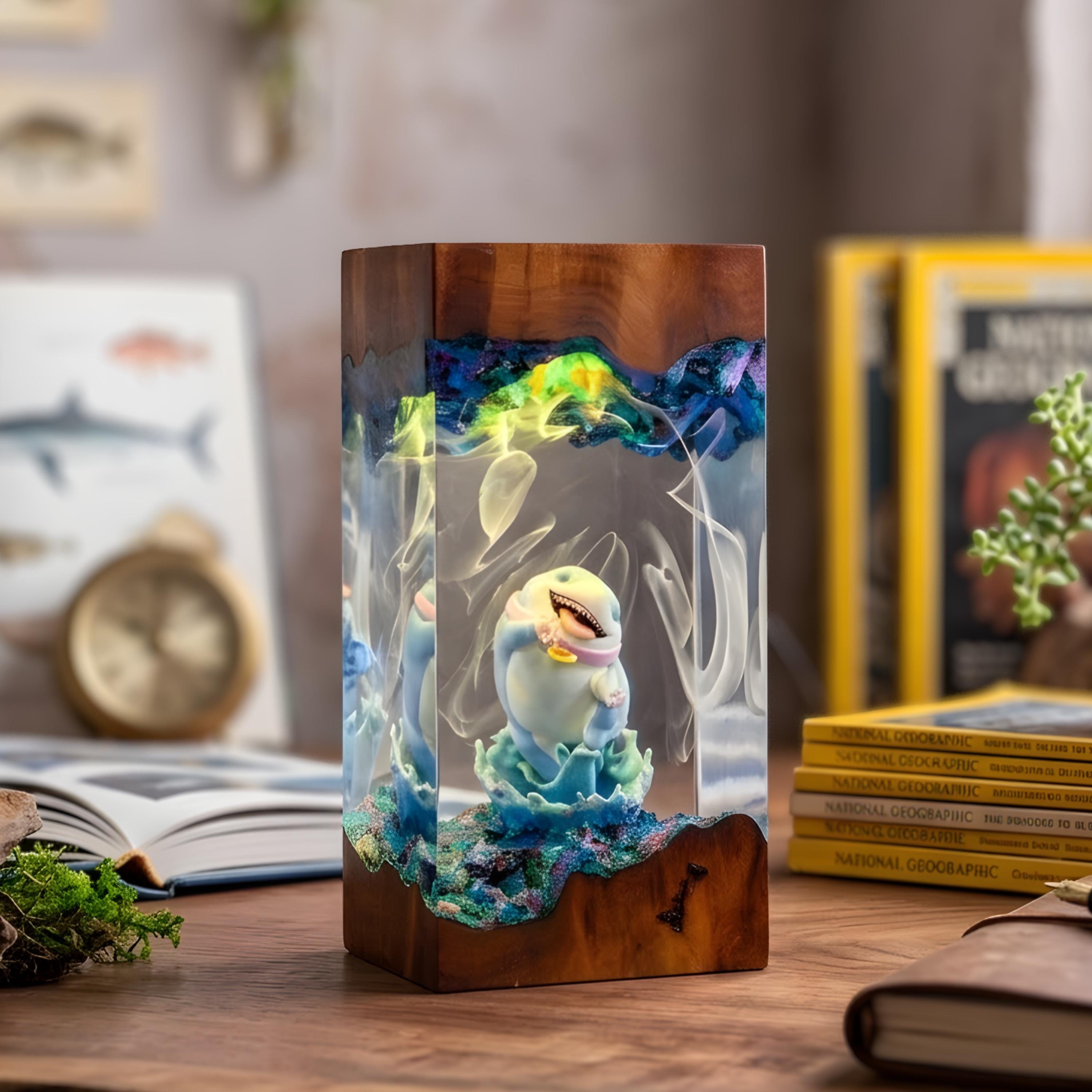 Batman Resin Lamp, DC Superhero Lamp, Unique Superhero Gift for him, DC Comic Epoxy Art Desk Decor Gift For Him, Jeff the Shark Resin Lamp