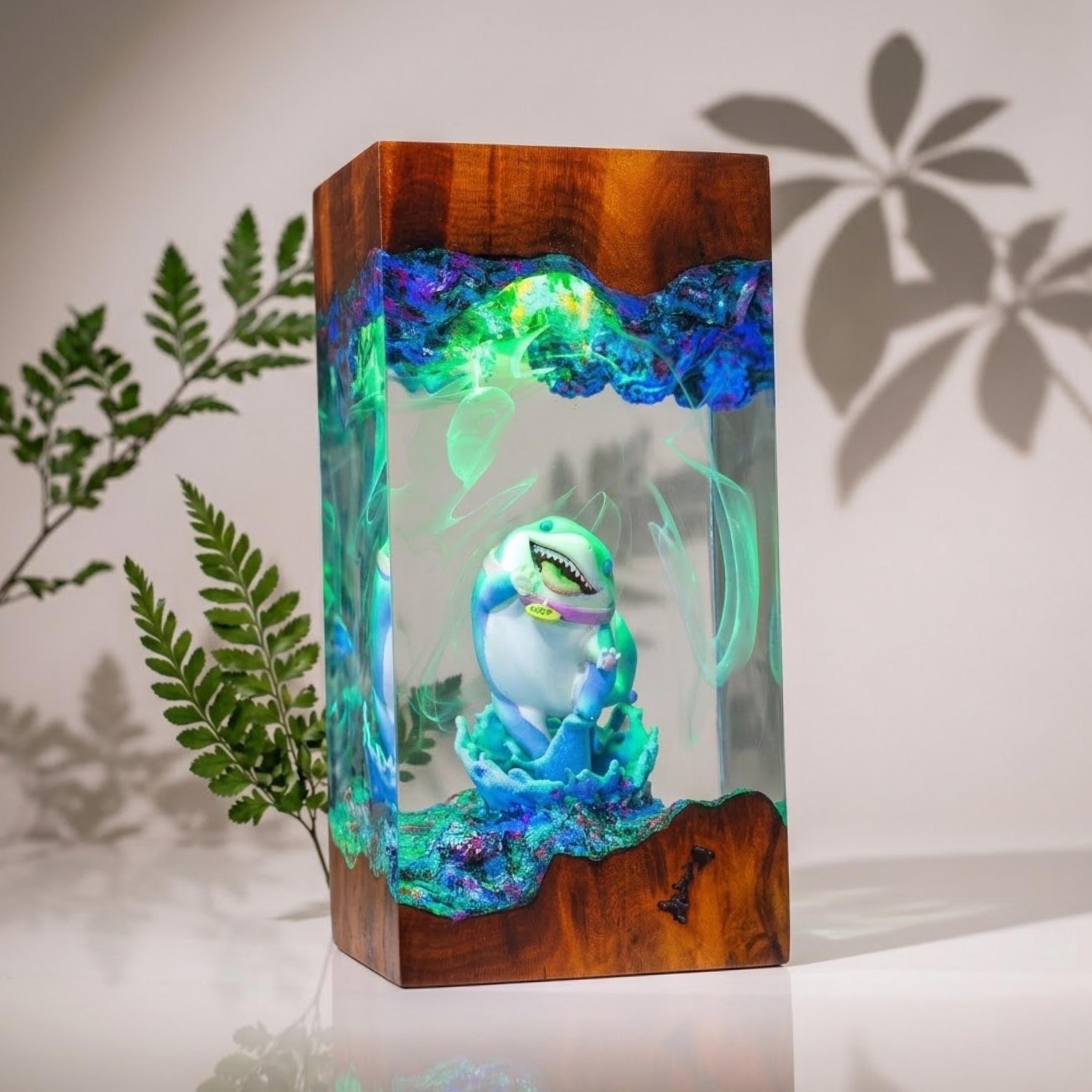 Batman Resin Lamp, DC Superhero Lamp, Unique Superhero Gift for him, DC Comic Epoxy Art Desk Decor Gift For Him, Jeff the Shark Resin Lamp