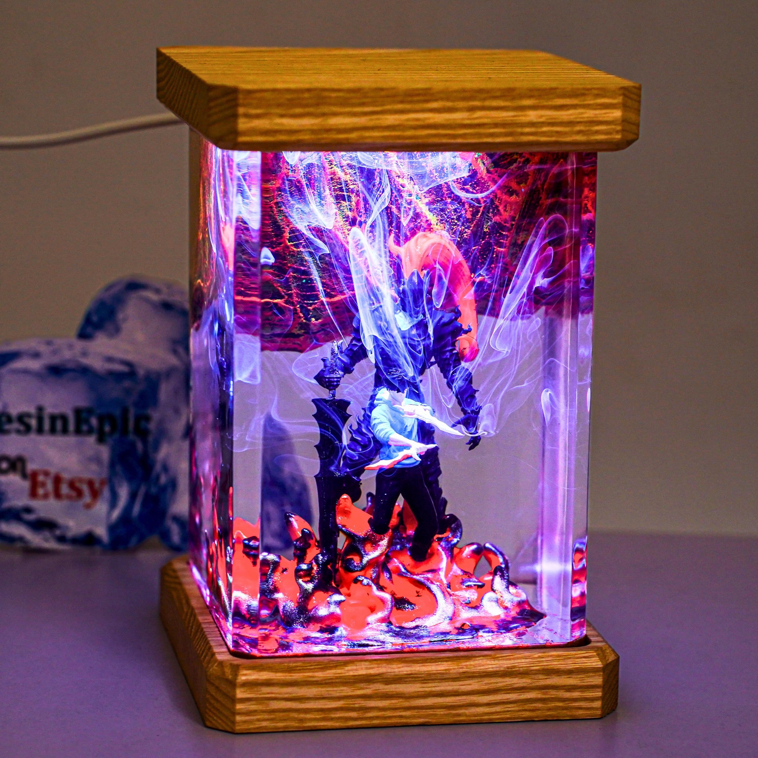 Shadow Warrior Resin Lamp – Fantasy Duo Night Light, Gaming Decor, Solo Leveling Shadow Warrior Resin Lamp – Sung Jin-Woo, mothers day gift