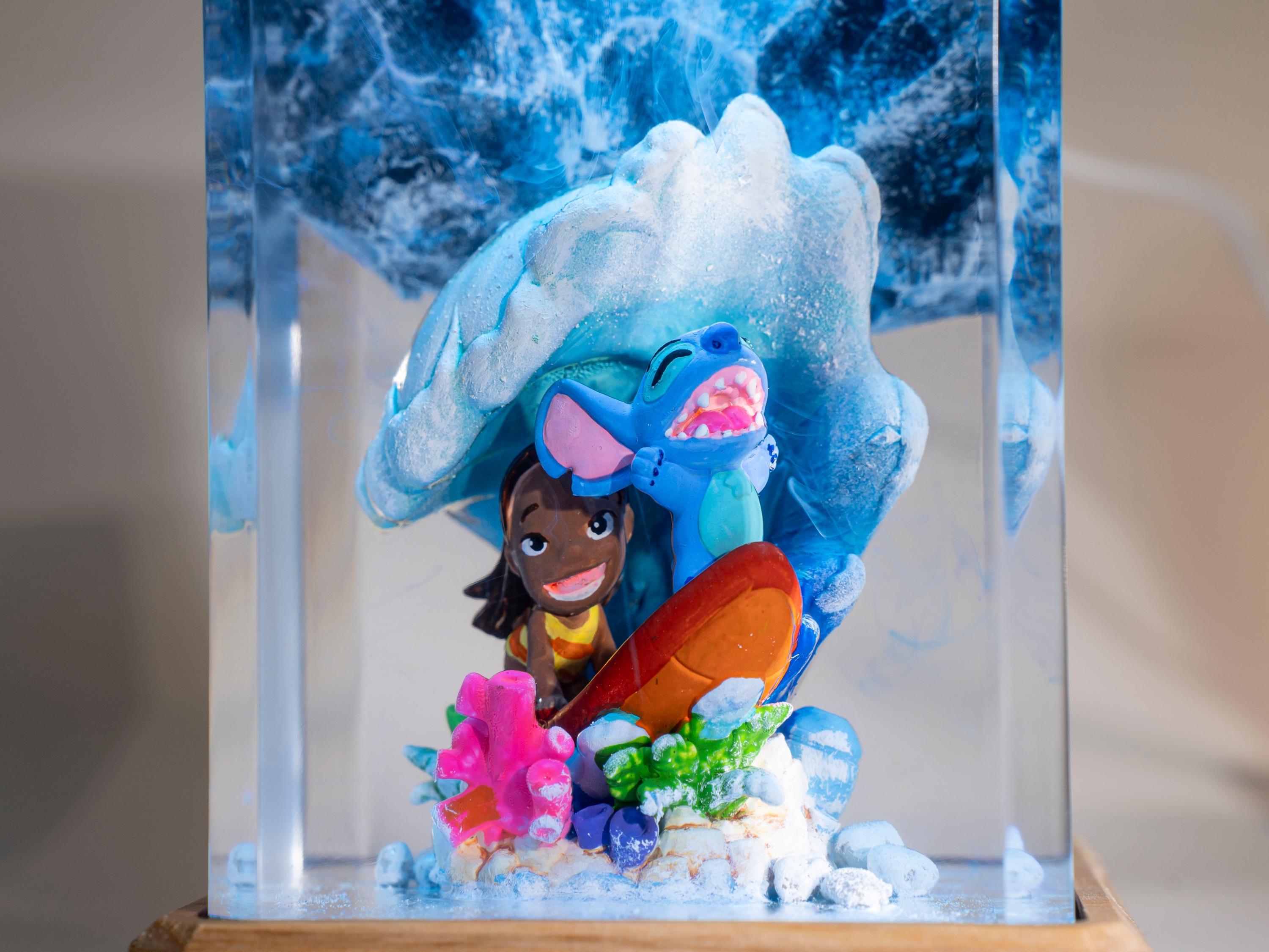 il_fullxfull.6813779266_nmrr Blue Alien Resin Night Light – Little Monster resin lamp, Custom Epoxy Lamp, Unique Gift for Kids, Bedroom & Playroom Decor, cute stich gift