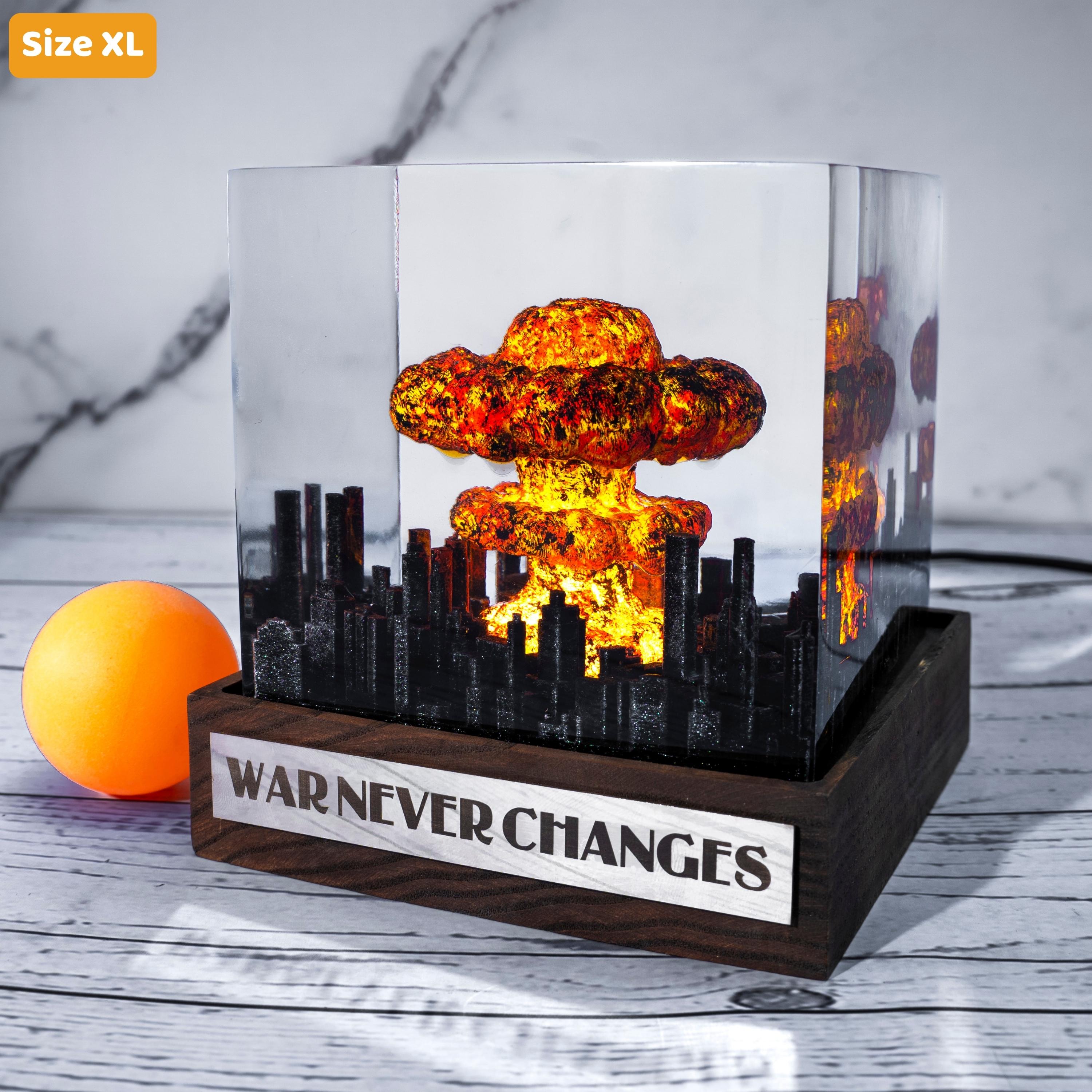 Fallout Inspired Resin Lamp – War Never Changes, nuke lamp fallout, Storm Cloud Lamp, Nuclear Bomb Explosion Resin Lamp