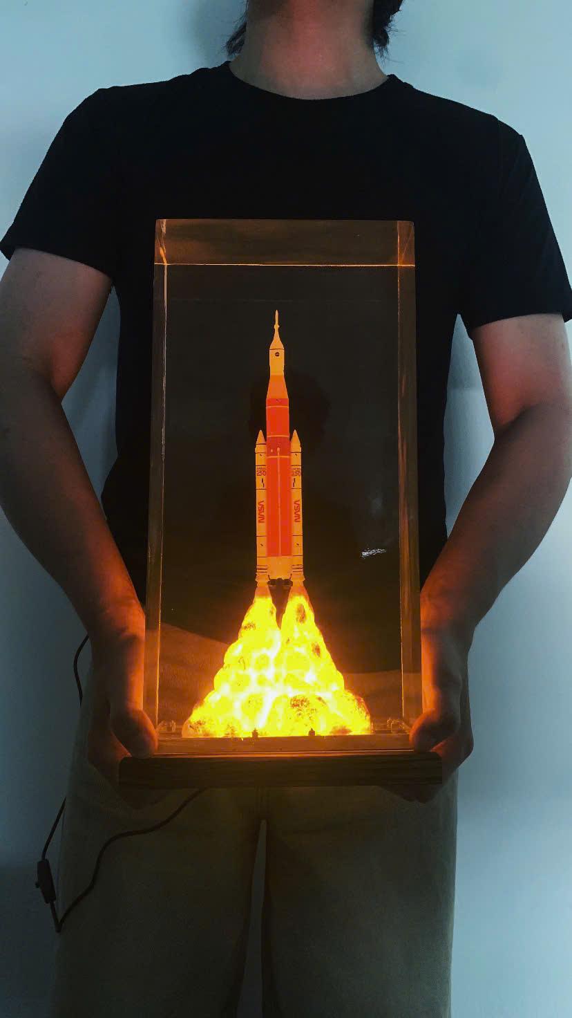 SpaceX Starship Rocket Launch Lamp - Falcon Heavy resin epoxy lamp, Gift for Engineers & Space Lovers, Luxury Corporate Gifts