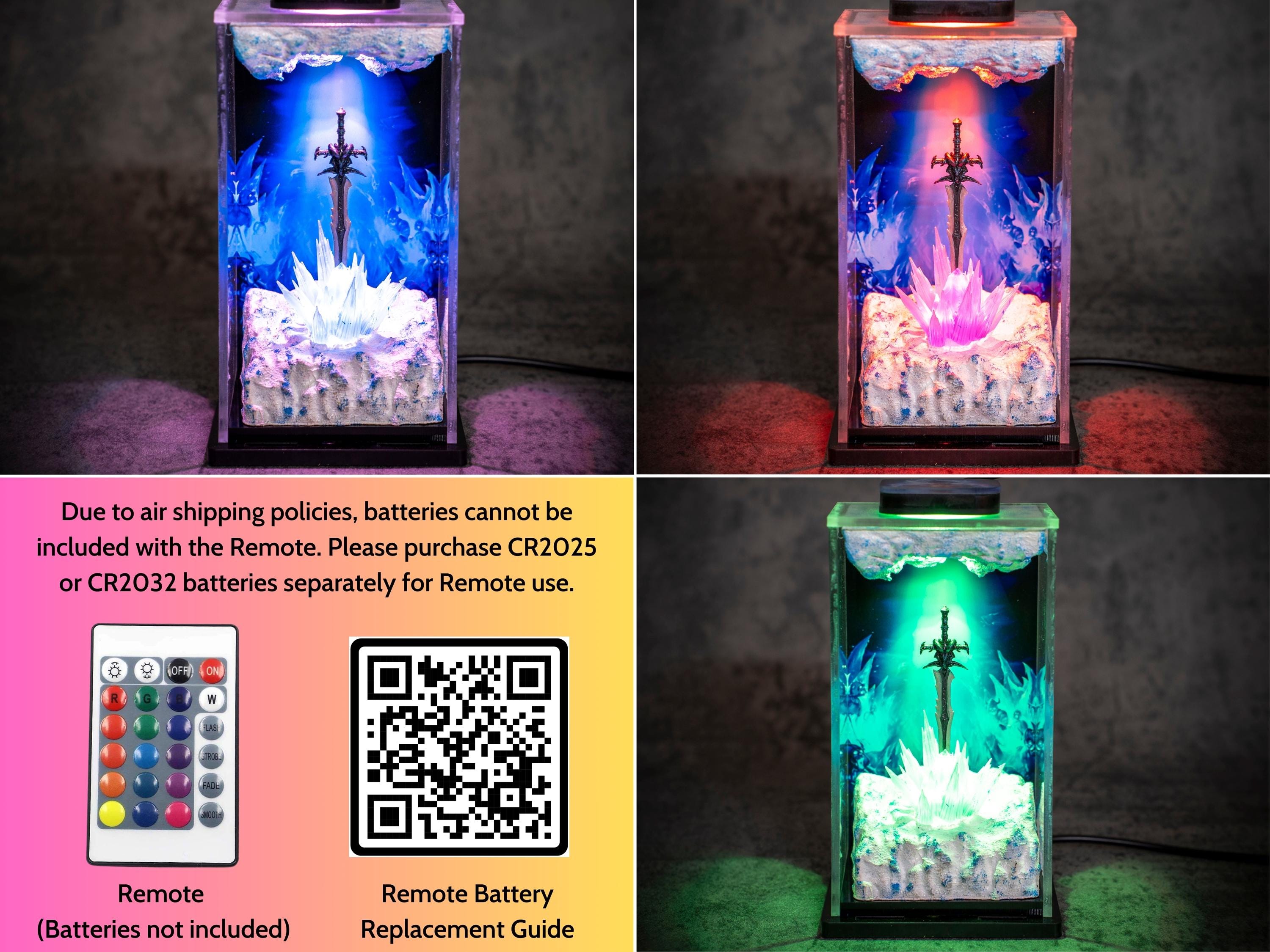 FR0STMOURNE SW0RD night light - FIREL!NK GREATSW0RD lamp - Lich King Sword Display Resin Decor