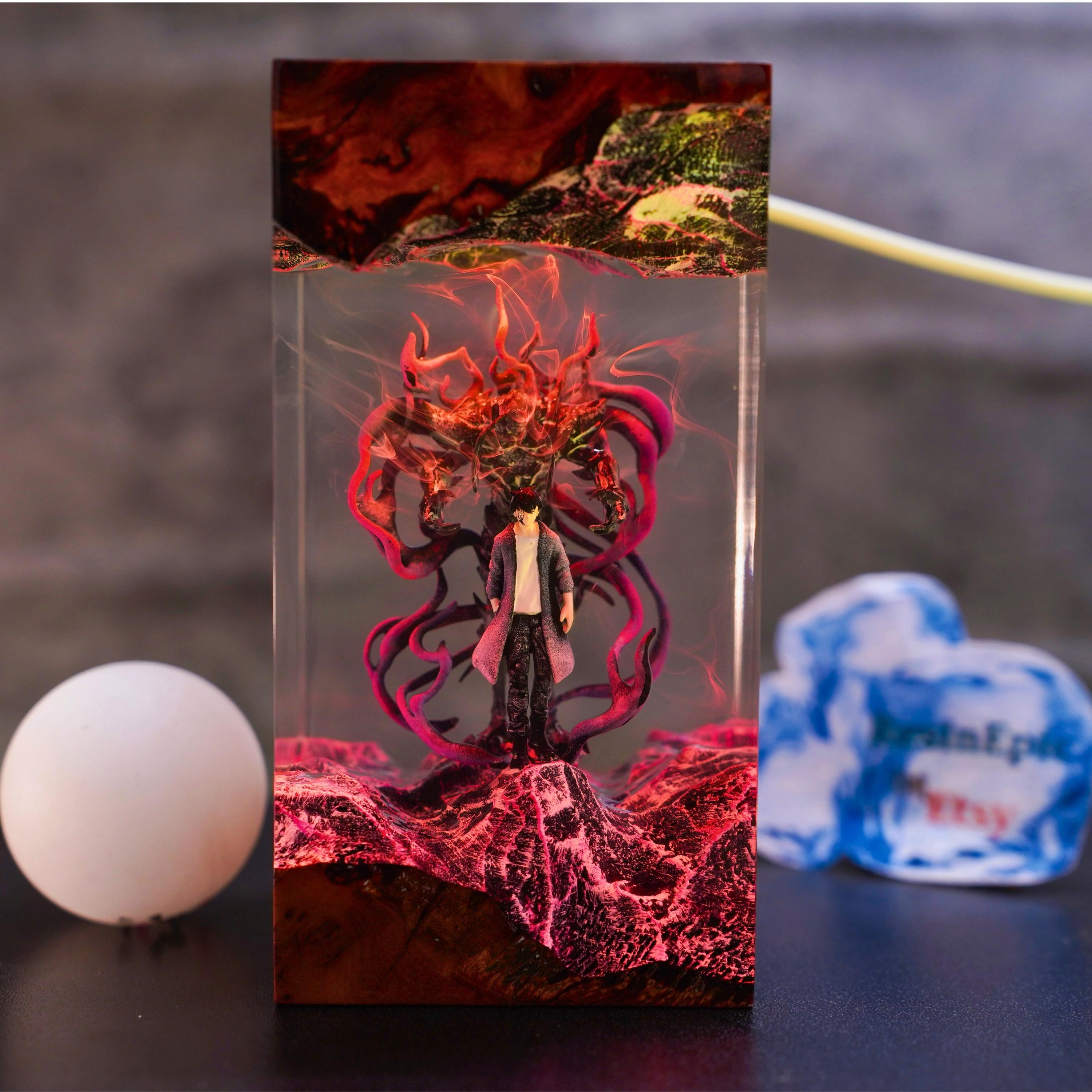 Shadow Warrior Resin Lamp – Fantasy Duo Night Light, Gaming Decor, Solo Leveling Shadow Warrior Resin Lamp – Sung Jin-Woo, mothers day gift