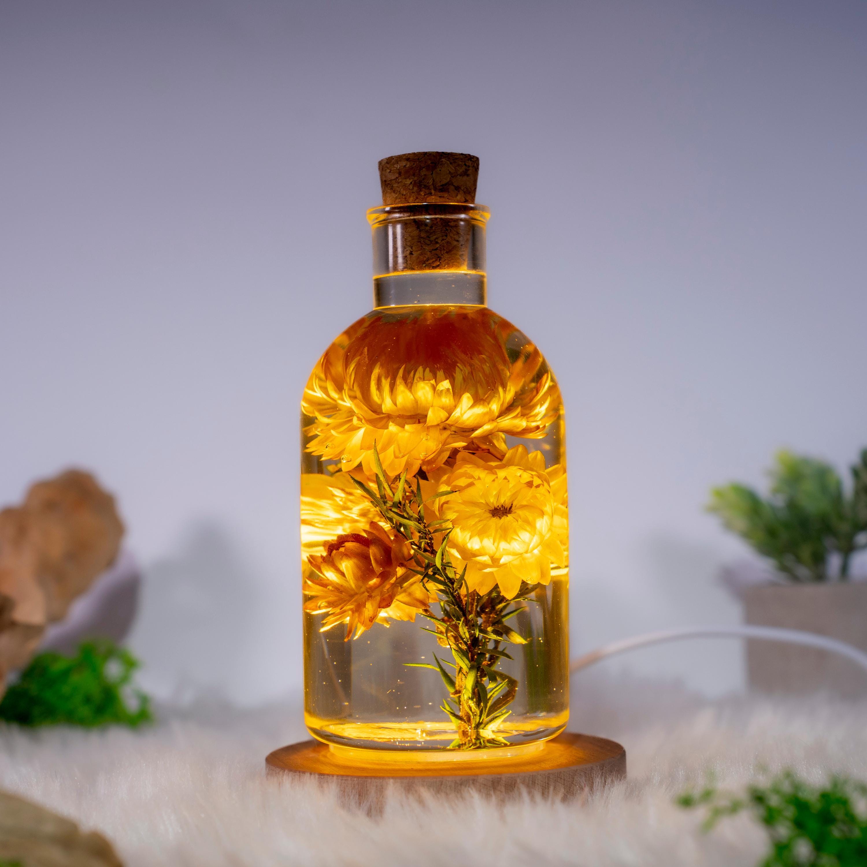 Immortal Flower epoxy lamp, Personalized wood engraved lamp, Romantic Flower Dome Lamp, Handmade Epoxy Lamp, Anniversary Gift
