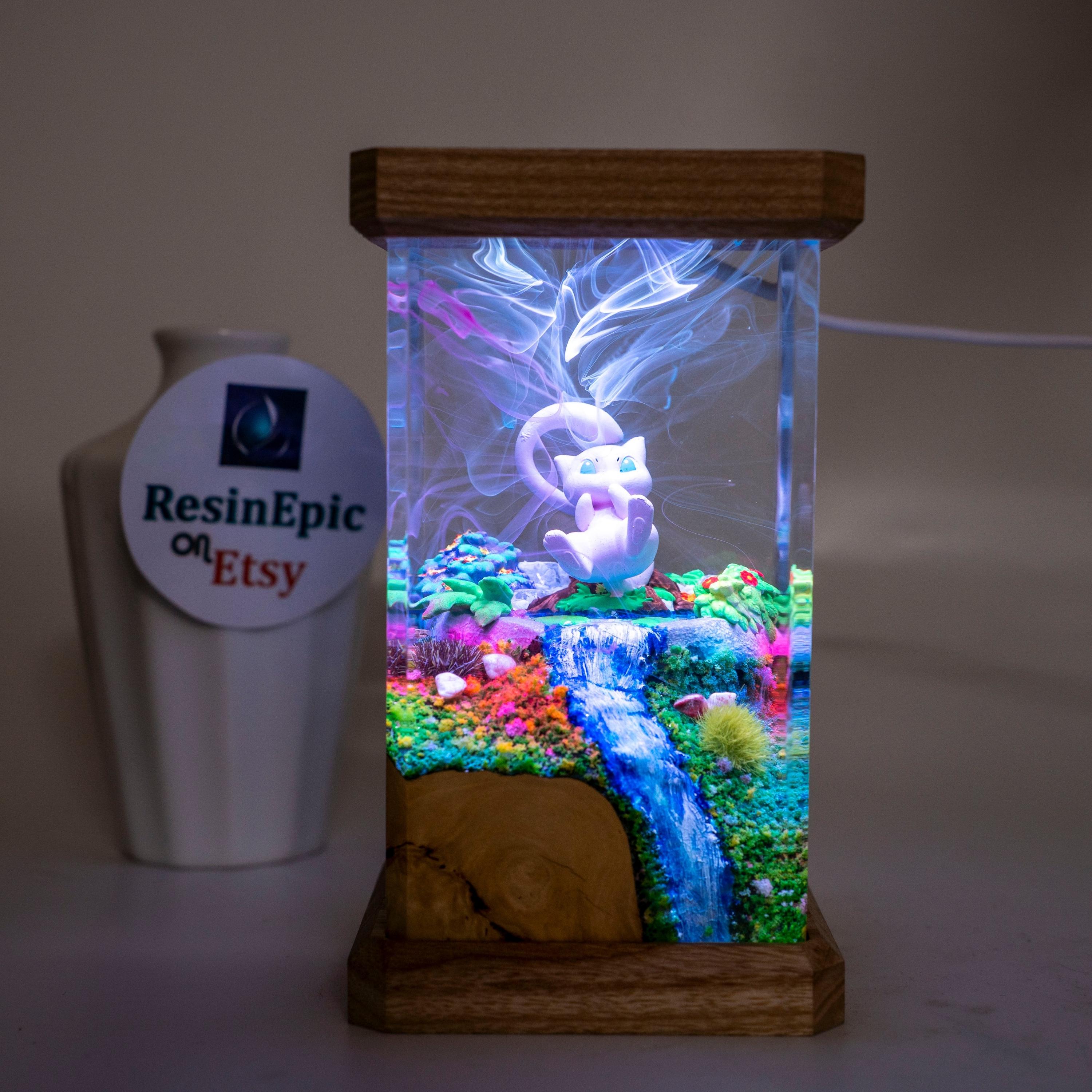 Fantasy Resin Night Light – Custom Diorama Lamp, Whimsical Gift for Kids & Collectors, pokemon resin lamp