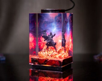 Da.rth Va.der diorama lamp, S.tar W.ars Epoxy Night Light, resin wood lamp, gift for him, Sword lightsaber, gaming decor