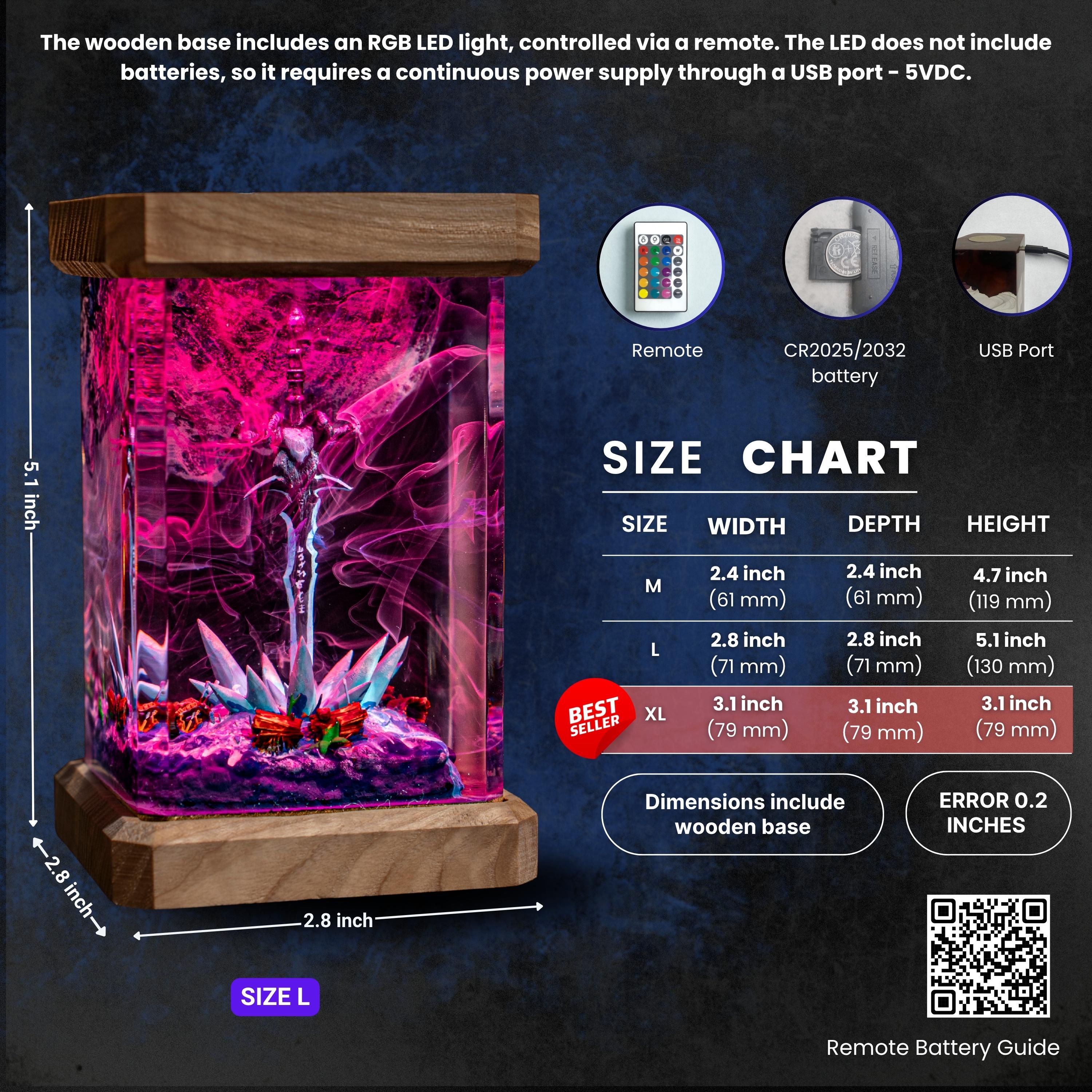 FR0STMOURNE SW0RD resin night light- World of Warcraft  resin lamp, Lich King Arthas, Warcraft Epic Night Light