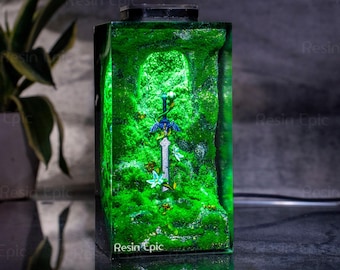 Master Sword Night Light with Silent Flower, Handmade Gift for Gamers & Him Master Sword gift