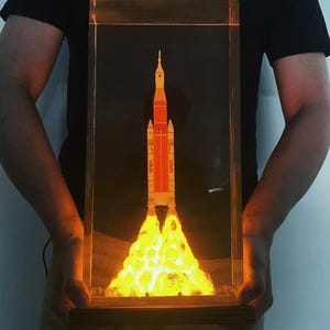 Artemis II Astronaut Moon resin lamp, NASA Space Launch Light, SpaceX Starship Rocket Launch Lamp, Artemis II Space Launch System Rocket image 14