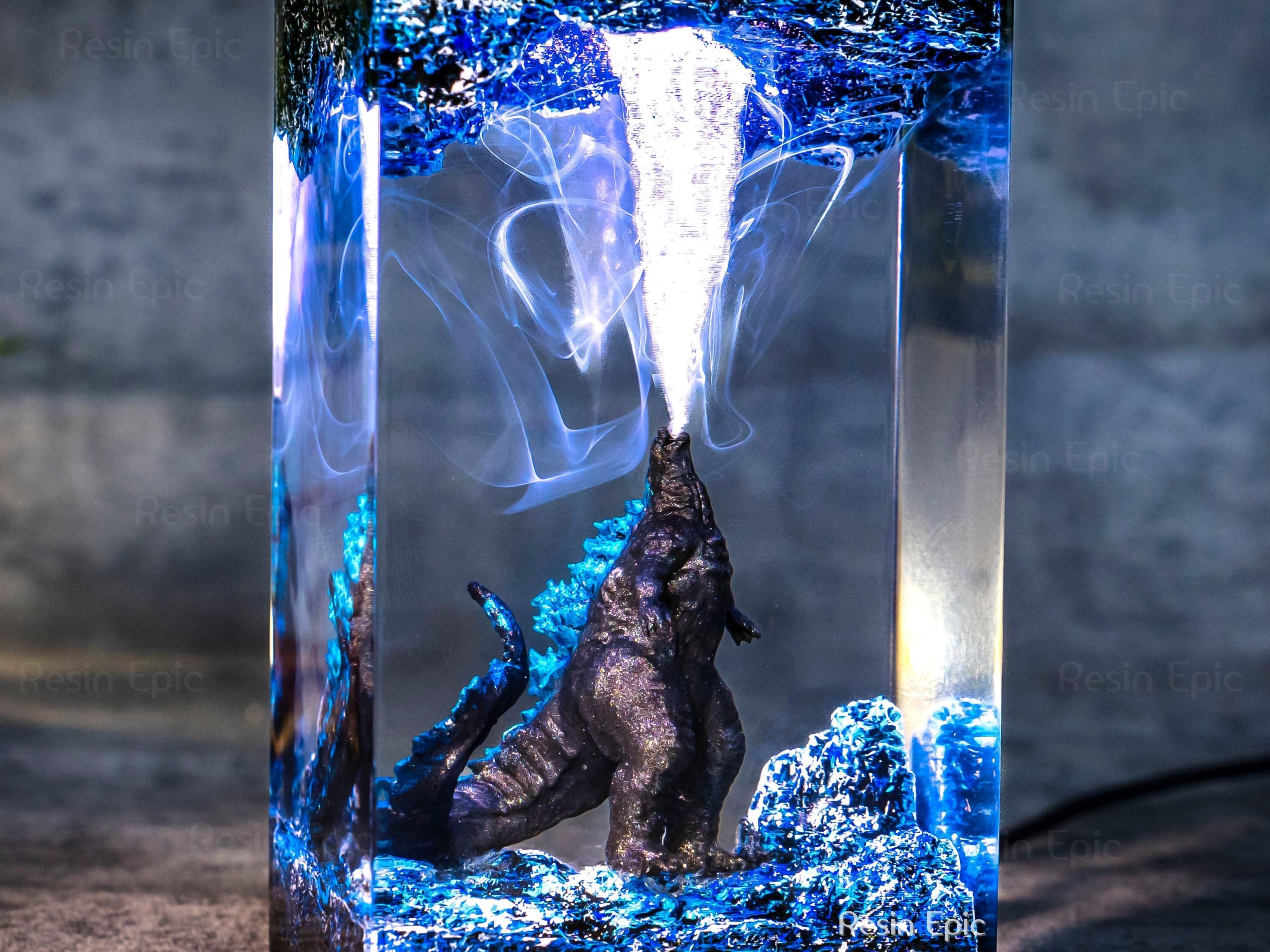 Custom Monster Night Light, Handmade Diorama Lamp, Godzilla Wooden
