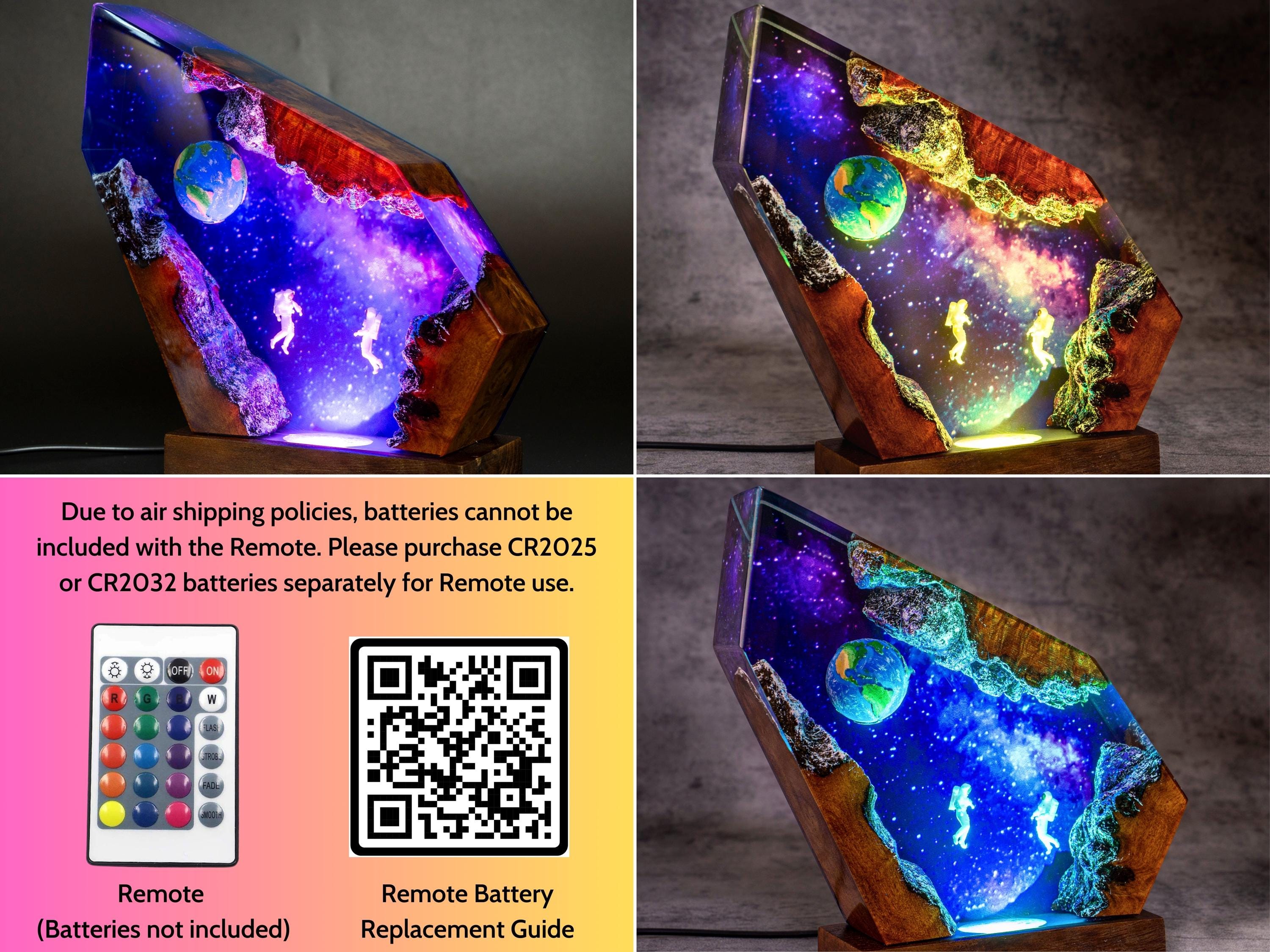 Interstellar Wood Lamp, Galaxy Resin Night Light, Universe Lamp for kids,