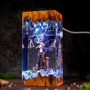 Jotaro Kujo Resin Lamp, Gojo Satoru resin night light, Jujutsu Kaisen-Inspired Collectible, Otaku Room Decor Gift, Death Note Resin Lamp Hiromi Higuruma