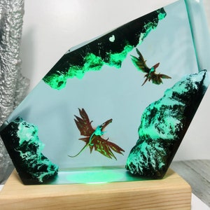 Dragon Ikran Avatar 2, Avatar 2 Way of the Water, Avatar, Resin Lamp, Epoxy and Wooden Night Lights, Lighting Home Decor,  Birthday Gifts