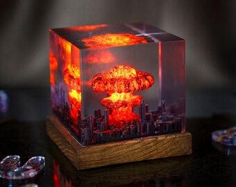 Explosion Bomb resin lamp, atomic bomb resin night lights, nuke lamp fallout, 3D resin LED home decor, Storm Cloud Lamp, Gift for him