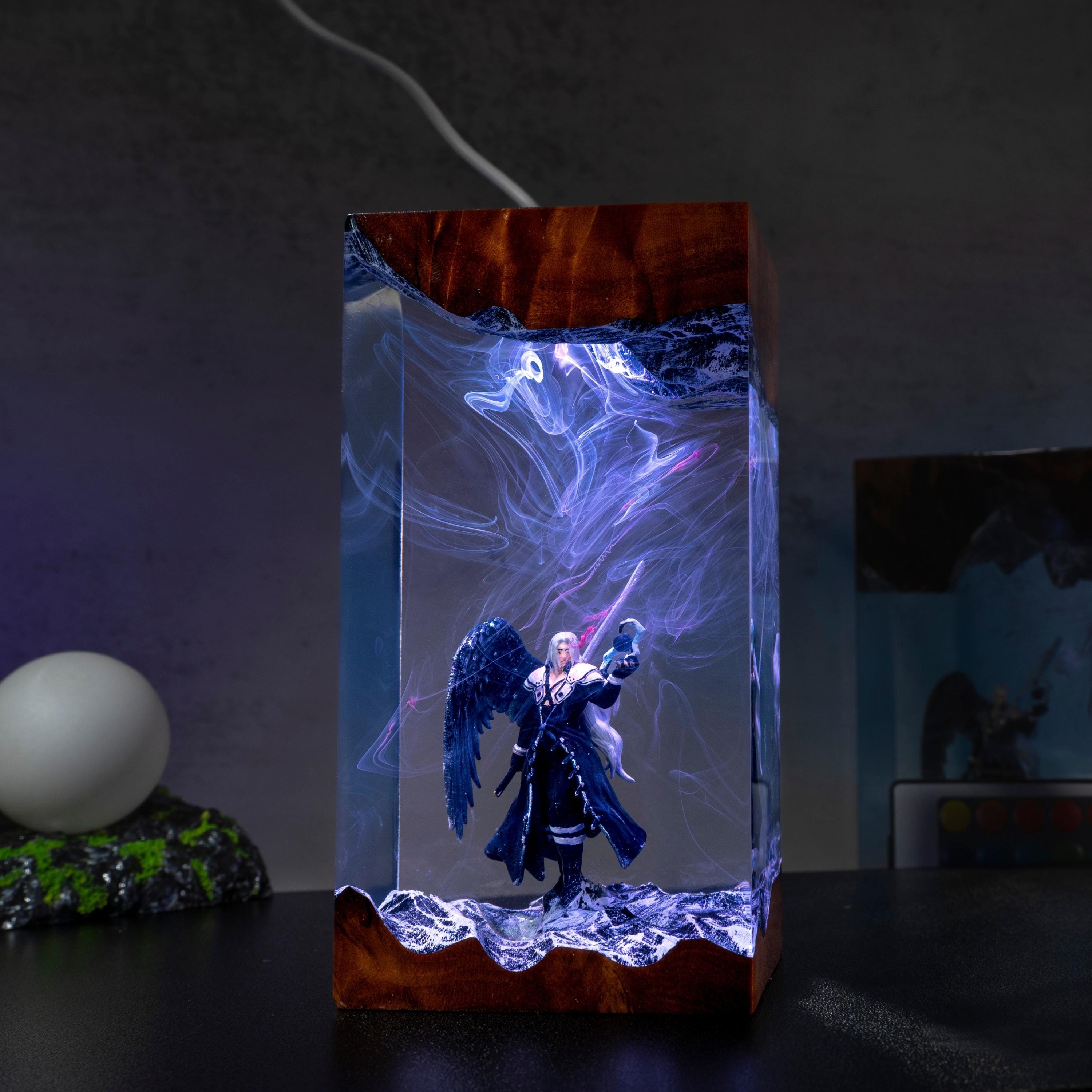 Sephiroth Resin Lamp Diorama | Handmade Final Fantasy 7 Night Light,  ff5 resin lamp, father's day gift ideas, gift for him