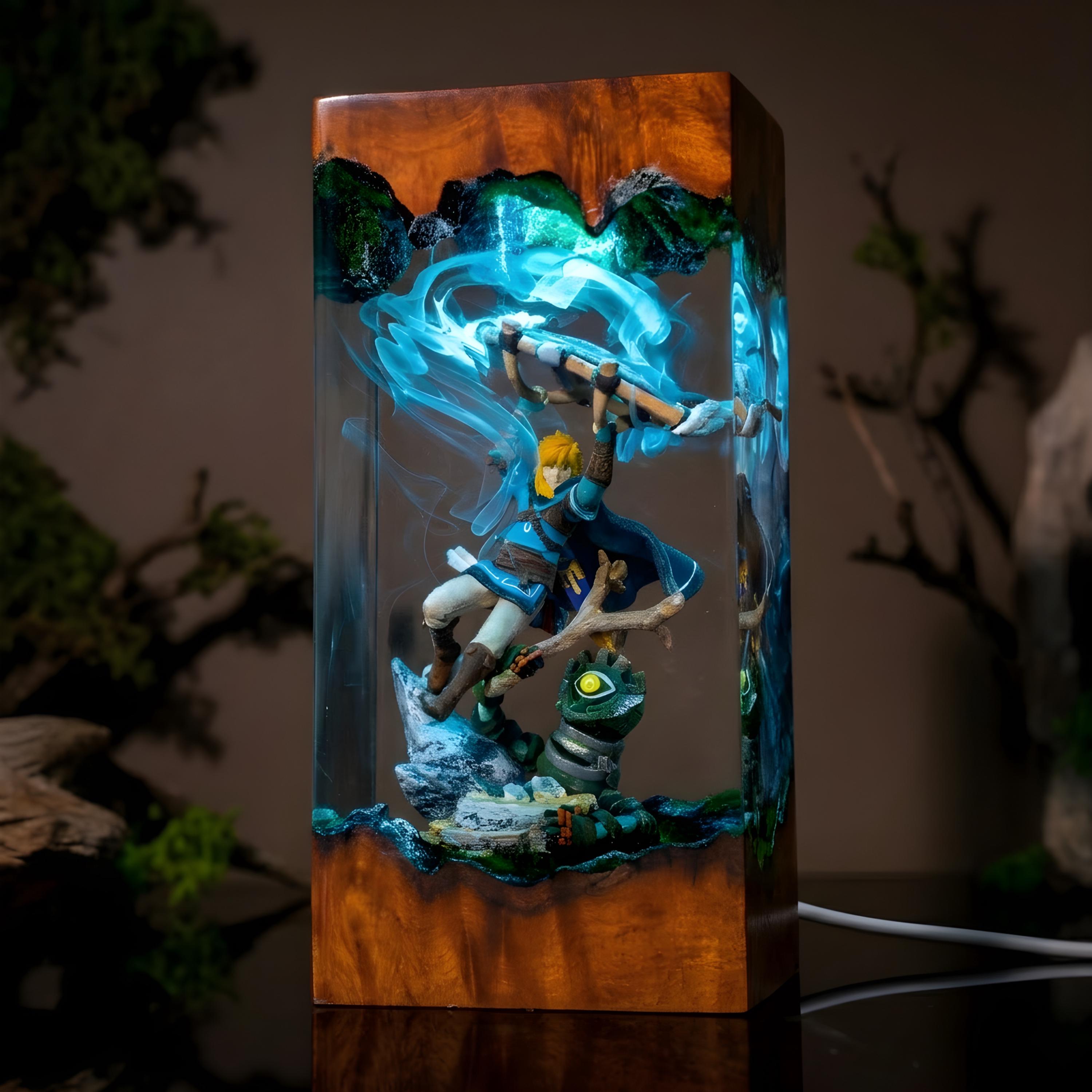 Master Sword Night Light with Silent Flower, Link Master Sword Resin Lamp, Legend of Zelda Night Light