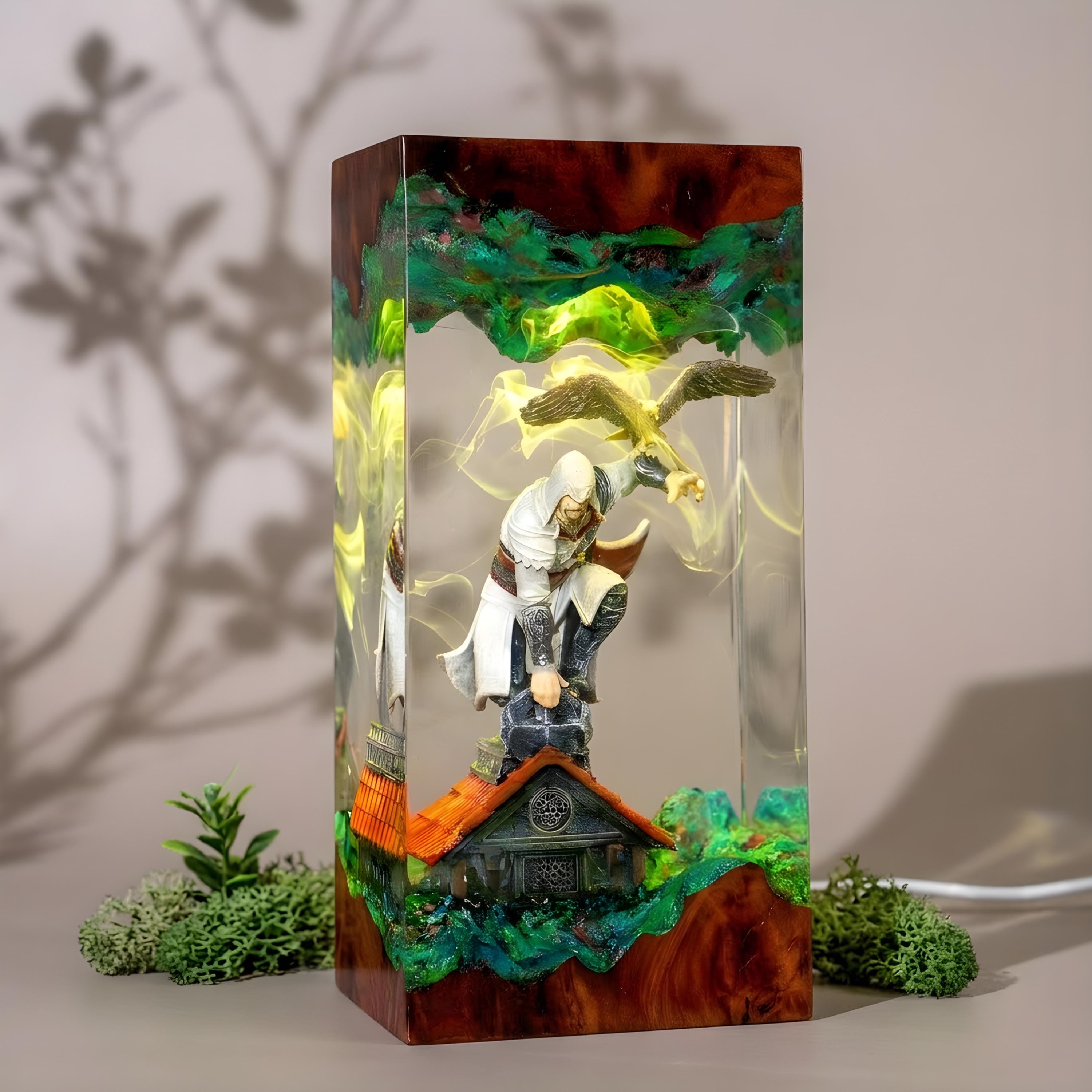 Ezio Auditore Resin Lamp, Assassin’s Creed Night Light, Handmade Epoxy Lamp, Assassin Figure Light, Gamer Room Decor, AC Gift for him