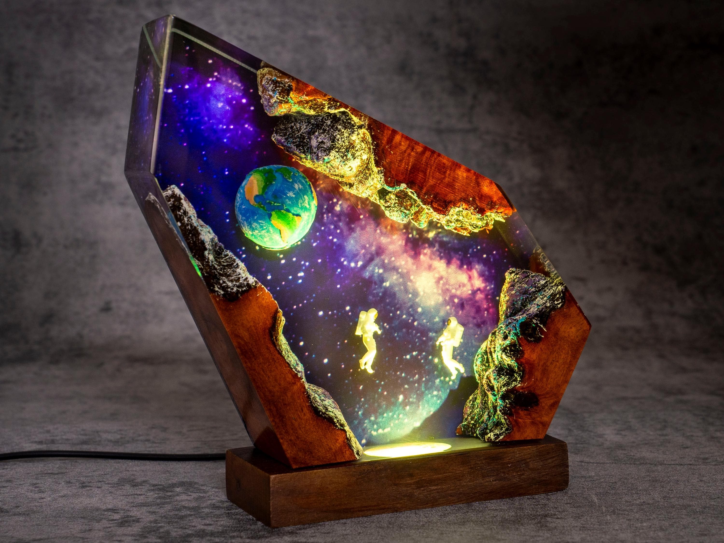 Interstellar Wood Lamp, Galaxy Resin Night Light, Universe Lamp for kids,