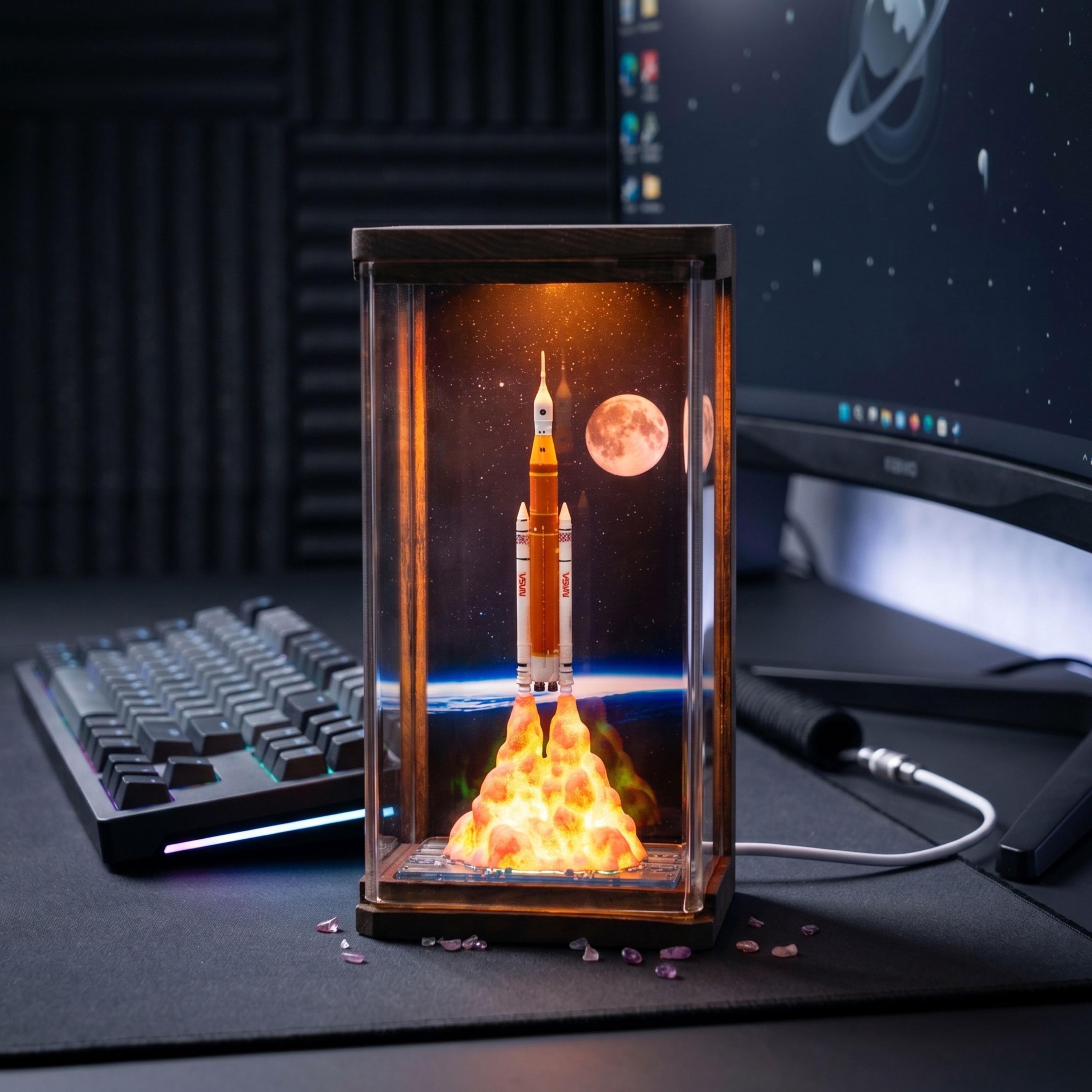 Artemis II Astronaut Moon lamp, NASA Space Launch Light, Artemis II Space Launch System Rocket Model