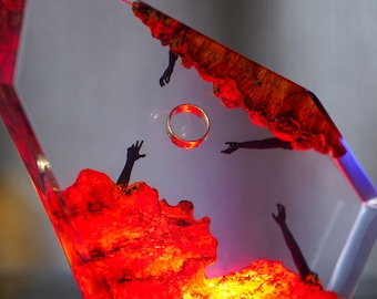 Lord OT Rings Resin Lampe - Diorama Resin Epoxy, Volcano Lava Decor für Wohnraum, Einzigartiges Geschenk, Geburtstagsgeschenk, Kunstdekorlampe